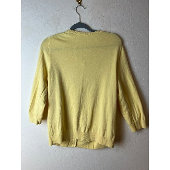 Talbot's Yellow Cardigan Large 3/4 Sleeves 100% Cotton - Picture 6 of 7
